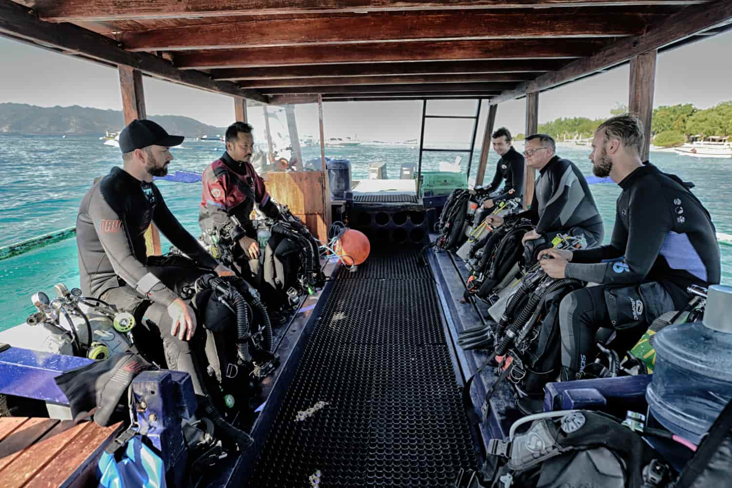 Tech Diving on our spacious tech boat. Diving out of Trawangan Dive