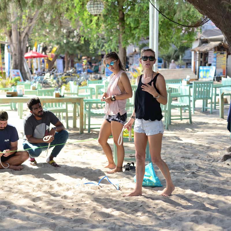 Group Picture after IDC IE Exam at the beach in front of Trawangan Dive