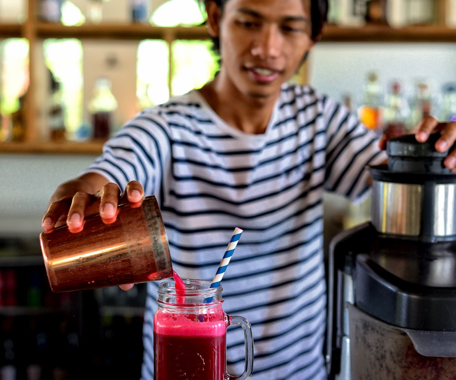 cold pressed juices and blended smoothies available all day at Fat Cats